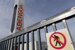 A tower belonging to the Abengoa solar plant is seen at the "Solucar" solar park in Sanlucar, southern Spain